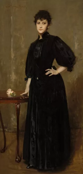 Lady in Black Oil painting by William Merritt Chase