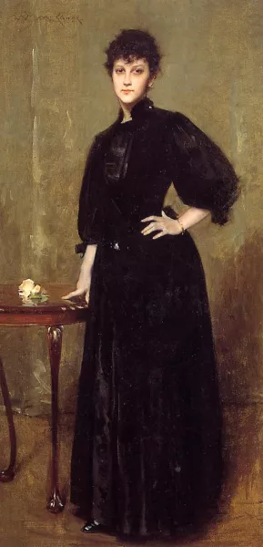 Lady in Black by William Merritt Chase - Oil Painting Reproduction