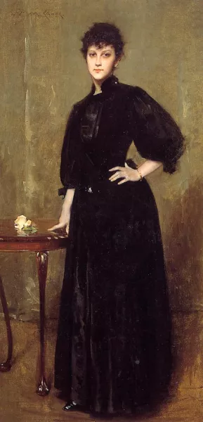 Lady in Black Oil painting by William Merritt Chase