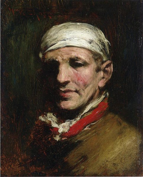 Man with Bandana by William Merritt Chase - Hand-Painted Oil Painting Reproduction