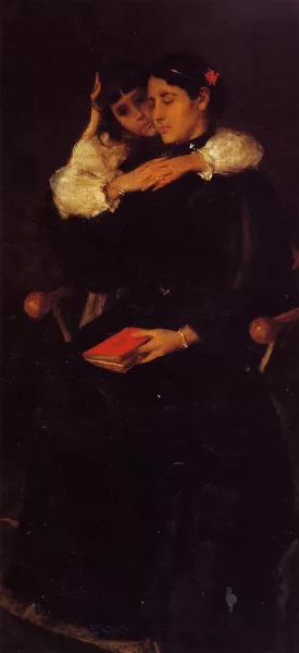 Mrs. Chase and Cosy Oil painting by William Merritt Chase