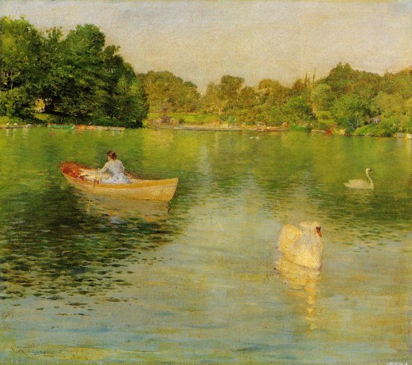 Main Product Photo of On the Lake, Central Park Painting by William Merritt Chase