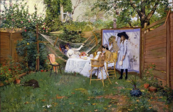 Open Air Breakfast by William Merritt Chase - Hand-Painted Oil Painting Reproduction