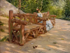 Park Bench Oil painting by William Merritt Chase