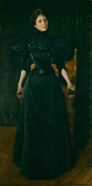 Portrait of a Lady in Black  by William Merritt Chase - Hand-Painted Oil Painting Reproduction