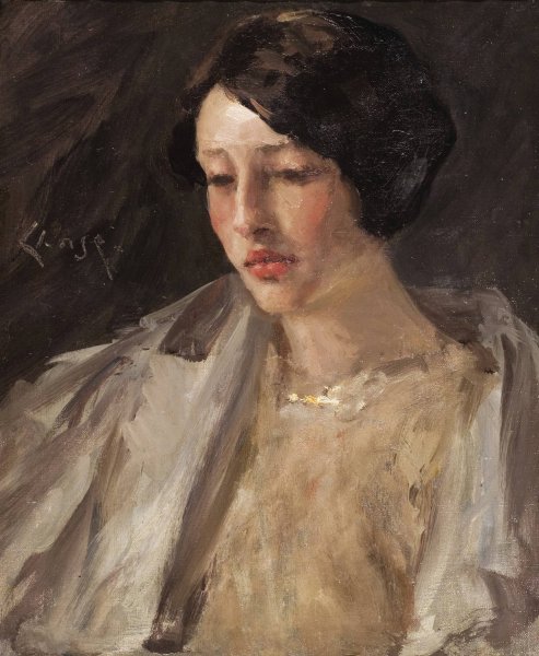 Portrait of Esther M. Groome  by William Merritt Chase - Hand-Painted Oil Painting Reproduction