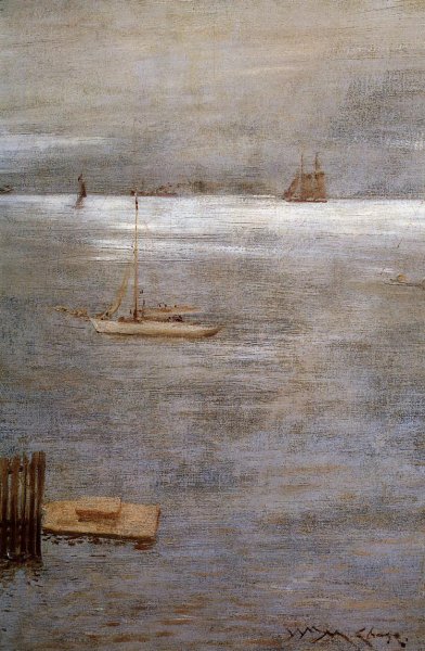 Sailboat at Anchor by William Merritt Chase - Hand-Painted Oil Painting Reproduction