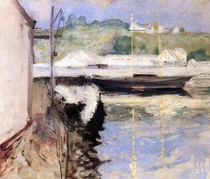 Sheds and Schooner, Gloucester by William Merritt Chase Oil Painting