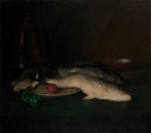 Still Life; Fish by William Merritt Chase Oil Painting