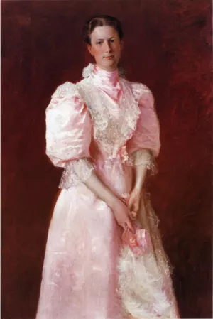 Study in Pink aka Portrait of Mrs. Robert P. McDougal by William Merritt Chase Oil Painting