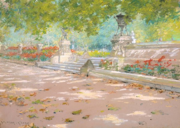 Terrace, Prospect Park  by William Merritt Chase - Hand-Painted Oil Painting Reproduction