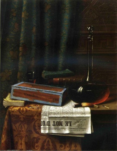 Main Product Photo of Still Life: Le Mot d'Or Painting by William Michael Harnett