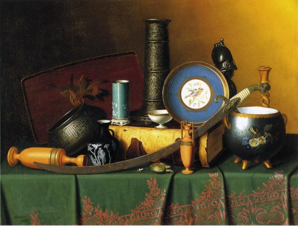 Main Product Photo of Still Life with Bric-a-Brac Painting by William Michael Harnett