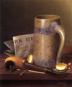 Still Life with Mug, Pipe and New York Herald by William Michael Harnett Oil Painting