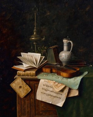 Still Life With Violin by William Michael Harnett Oil Painting