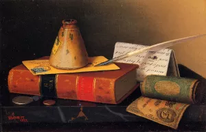 Still Life: Writing Table by William Michael Harnett - Oil Painting Reproduction