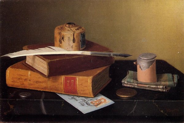 Main Product Photo of The Banker's Table Painting by William Michael Harnett