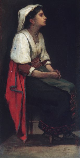 Italian Girl  by William Morris Hunt - Hand-Painted Oil Painting Reproduction