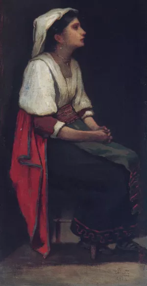 Italian Girl by William Morris Hunt Oil Painting