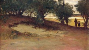 Sand Bank with Willows, Magnolia by William Morris Hunt Oil Painting
