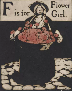 F is for Flower Girl by William Nicholson Oil Painting