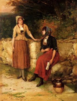 Sisterly Advice by William Oliver - Oil Painting Reproduction