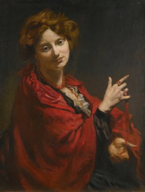 Anita Bartle, The Red Shawl by William Orpen Oil Painting