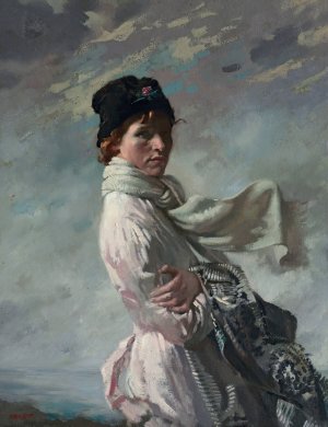 In Dublin Bay; Portrait of the Artists Wife by William Orpen Oil Painting