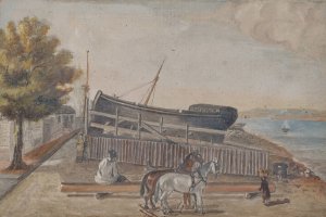 Berg's Ship Yard by William P. Chappel Oil Painting