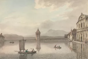 A View at Lucerne by William Pars Oil Painting