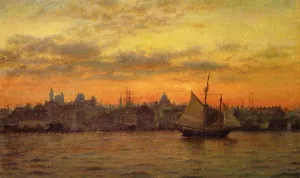 Boston Harbor at Sunset by William Partridge Burpee - Oil Painting Reproduction