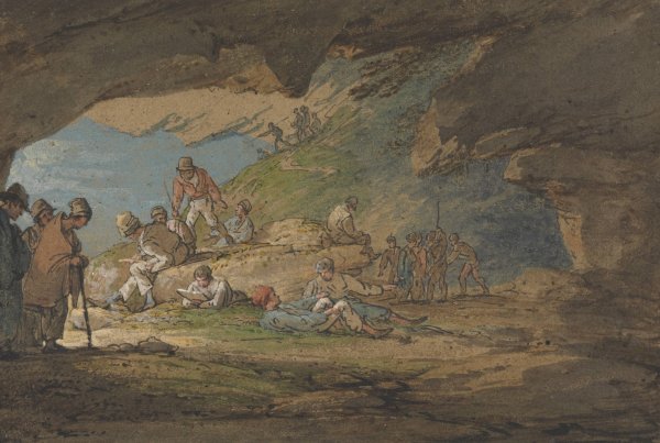 A Cave in Sunlight, with Figures  by William Payne - Hand-Painted Oil Painting Reproduction