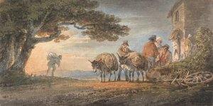 Drivers and Burros Resting at Sunset by William Payne Oil Painting