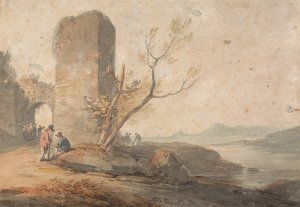 Figures by a Ruined Arch by William Payne Oil Painting