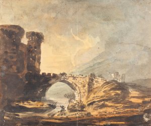 Landscape with a Castle and Bridge by William Payne Oil Painting