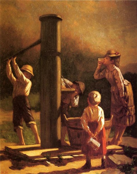 The Village Pump by William Penn Morgan - Hand-Painted Oil Painting Reproduction