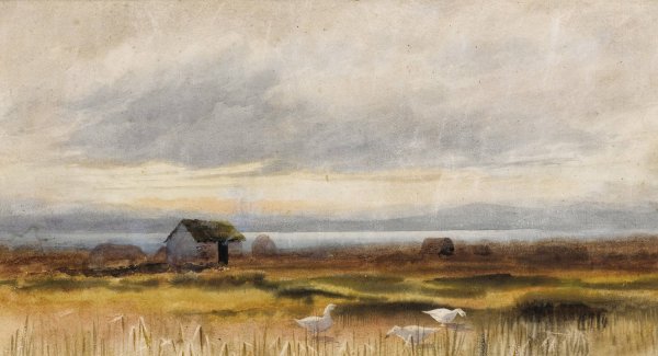 Bog Scene by William Percy French - Hand-Painted Oil Painting Reproduction