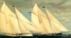 The John McManus and the Carrie C. by William Pierce Stubbs Oil Painting