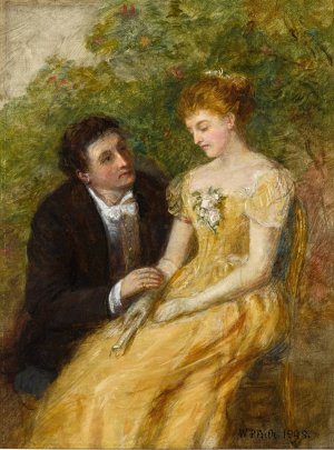 A Study for In the Conservatory; A Critical Moment by William Powell Frith Oil Painting