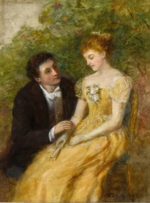 A Study for In the Conservatory; A Critical Moment by William Powell Frith Oil Painting