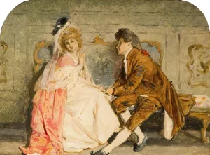 Dolly Varden from Charles Dickens's 'Barnaby Rudge' (sketch) by William Powell Frith - Oil Painting Reproduction