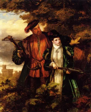 Henry VIII and Anne Boleyn Deer Shooting In Windsor Forest by William Powell Frith Oil Painting