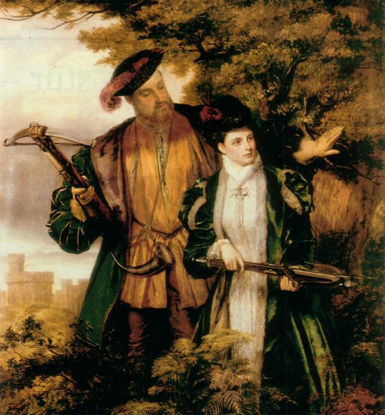 Main Product Photo of King Henry and Anne Boleyn Deer Shooting in Windsor Forest Painting by William Powell Frith
