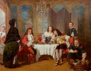 Madame Jourdain Finds Her Husband Entertaining Dorim?ne and Dorante by William Powell Frith Oil Painting