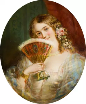 Portrait of a Lady with a Fan by William Powell Frith Oil Painting