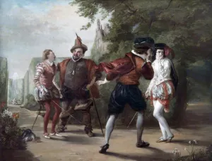 The Duel Scene from 'Twelfth Night' by William Shakespeare by William Powell Frith Oil Painting