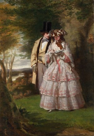 The Two Central Figures in Derby Day by William Powell Frith Oil Painting
