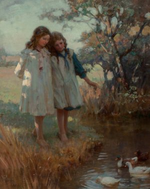 The duck pond by William Pratt Oil Painting