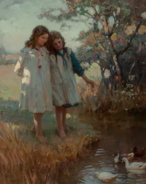 The duck pond by William Pratt Oil Painting