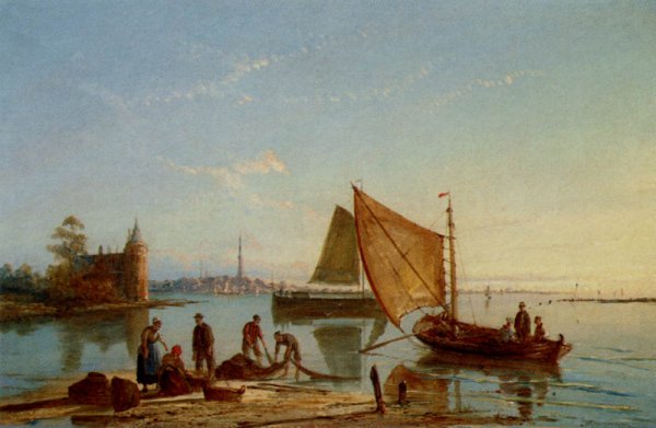 Volterhoven On The Zuider Zee, Holland by William Raymond Dommersen - Hand-Painted Oil Painting Reproduction
